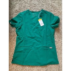 NWT FIGS hunter green casma three pocket scrub top